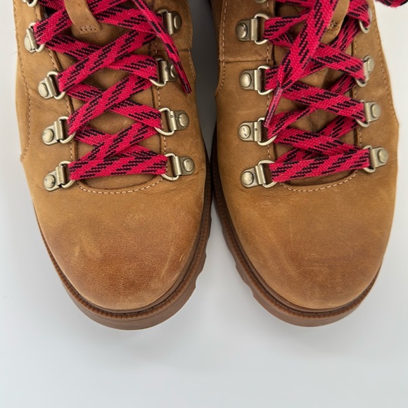 Sorel Ainsley Conquest Brown Lace Up Leather & Shearling Ankle Boots 9 M - Picture 5 of 13